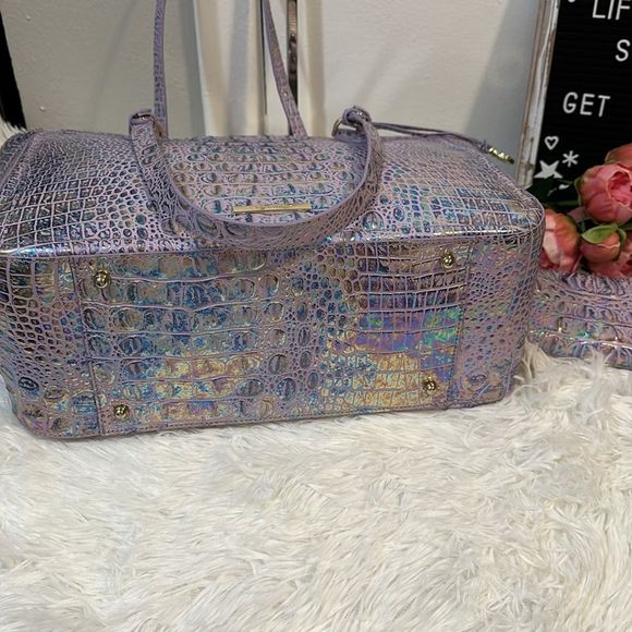 Brahmin Violet wonderland Ashlee bag Small Veronica wallet & Daisy wristlet set - Picture 9 of 16